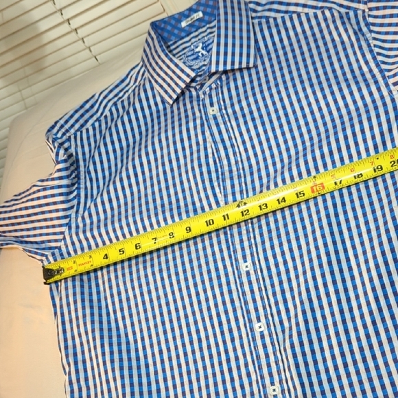 Bugatchi Blue and Brown Casual Button Down Shirt - Picture 12 of 16